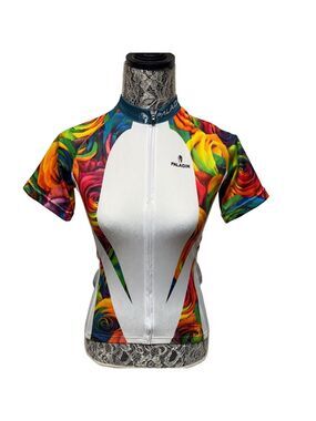 Paladin Bold White with Graphic Roses Short Sleeve Cycling Jersey. Activewear